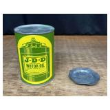(2) JDD Motor Oil Can + John Deere Ashtray