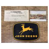 (3) John Deere Decal, Postcard, Check