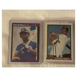 (2) 1989 Donruss Ken Griffey Jr. #33 and 1991 Bowman Chipper Jones #569 Baseball Card Lot