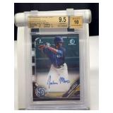 2019 Bowman Chrome Draft Joshua Mears 1st Bowman Autograph Black Refractor #CDAJM /75 BGS 9.5