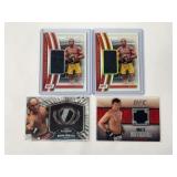 (4) UFC Fighter Relic Cards: 2023 Panini Immaculate Edson Barboza, 2012 Topps Bloodlines Brian Ebersole, 2011 Topps Title Shot Matt Mitrione