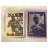 (2) 1995 Score Summit Alex Rodriguez #133 and 1989 Donruss Ken Griffey Jr. Rated Rookie #33 Baseball Card Lot
