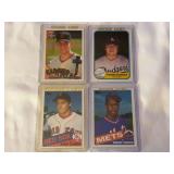 (4) Baseball Trading Cards: 2010 Topps Opening Day Madison Bumgarner, 1981 Fleer Fernando Valenzuela, 1984 Topps Roger Clemens, 1984 Topps Dwight Gooden