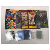 Comic Book and Trading Card Storage Lot: DC Comics Batman 89, Marvel X-Men Collector's Packs, and Protective Card Holders