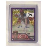 2023 Topps Chrome Spencer Steer Rookie Autograph Purple Speckle Refractor Serial Numbered 016/299