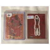 (2) 1995-96 Upper Deck Hardwood Leaders Michael Jordan #4 and 1997-98 Upper Deck Collector's Choice Stick-Ums Michael Jordan #9 Lot