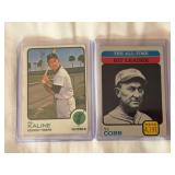 (2) 1973 Topps Baseball Cards #280 Al Kaline and #471 Ty Cobb All-Time Hit Leader