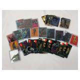 Assorted DC and Marvel Trading Cards and Sealed Wax Packs Collection