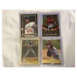 (4) Baseball Card Lot: 1992 Leaf Pedro Martinez, 2023 Bowman Chrome Jeremy Pena Iconic, 1982 Donruss George Bell, 1995 Select Andy Pettitte Rookie