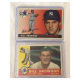 (2) 1955 Topps Bill Skowron #22 and 1960 Topps Bill Skowron #370 New York Yankees Baseball Card Lot