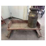 Lakeville Creamery Milk Can on Wooden Buggy Seat
