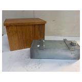 Wooden Box with Lid and Metal Tank