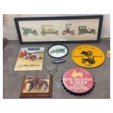 Framed Car Prints, Tractor Farming Sign, Emblems and Trays
