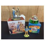 (3) Fox Fire Farm Figures + Holiday Globe