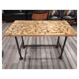 (1) Wood Top Table - Fractal Design - 48" x 25"