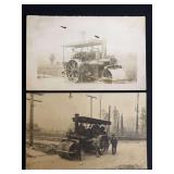 (2) Steam Roller Photo Postcards