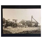 Rumely OilPull Tractor + Thresher Photo Postcard