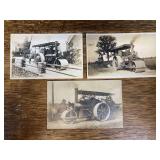 (3) Kelly-Springfield Steam Roller Photo Postcards