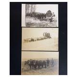 (3) Horse Drawn Photo Postcards