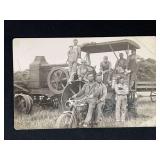 Rumely OilPull 25-45 Tractor + Harley-Davidson Motorcycle Photo Postcard