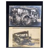 (2) Buffalo Pitts Steam Roller Photo Postcards