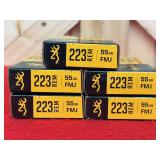 Browning 223 Rem 55gr FMJ Ammunition, 5 Boxes