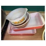 Assorted Pyrex and Milk Glass Kitchenware Collection