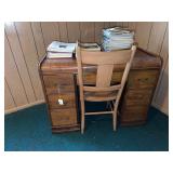 Waterfall Style Wooden Desk with Six Drawers