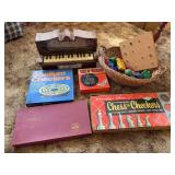 Collection of Assorted Board Games and Toy Organ