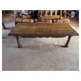 (3) Tables with Paid of  Lampsd Amber Glass Lamps