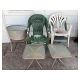 Assorted Outdoor Patio Furniture and Galvanized Tub Lot