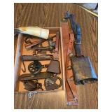 Collection of Assorted Farm and Household Tools with Leather Straps