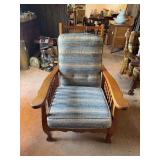 Antique Morris Chair with Striped Upholstery