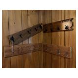 (4) Wall-Mounted Wooden Coat and Utility Racks