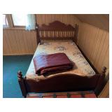 Wooden Three-Quarter Spindle Bed Frame with Floral Mattress