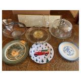 Assorted Glassware and Decorative Plate Collection