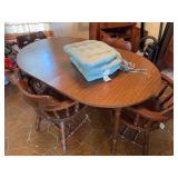 Oval Wood Dining Table and Spindle Back Armchairs