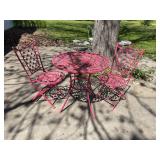 Three-Piece Pink Metal Bistro Set
