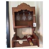 Wall-Mounted Wooden Wine Rack with Glassware Cabinet