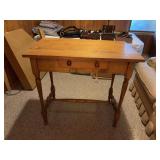 Wooden Side Table with Single Drawer and Turned Leg Base