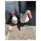 Pair of Painted Concrete Garden Goose Statues