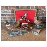 Collection of Pheasant and Quail Themed Decorative Items and Taxidermy