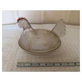 Clear Pressed Glass Hen on Nest Covered Dish