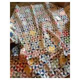 Hand-Pieced Multi-Pattern Patchwork Quilt with Peach Backing