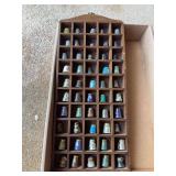 Collection of Assorted Sewing Thimbles in Wooden Display Case