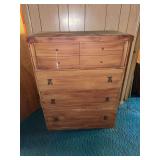 Five-Drawer Wooden Chest with Faux Wood Grain Finish