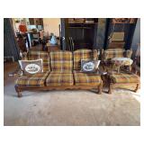 (2) Piece Plaid Upholstered Living Room Set with Another Chair & Ottoman