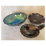 (3) Fenton Iridescent Carnival Glass Pieces