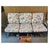 Wrought Iron Patio Furniture Set with Floral Cushions