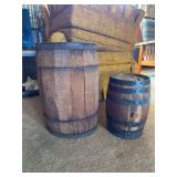 (2) Decorative Wooden Barrels